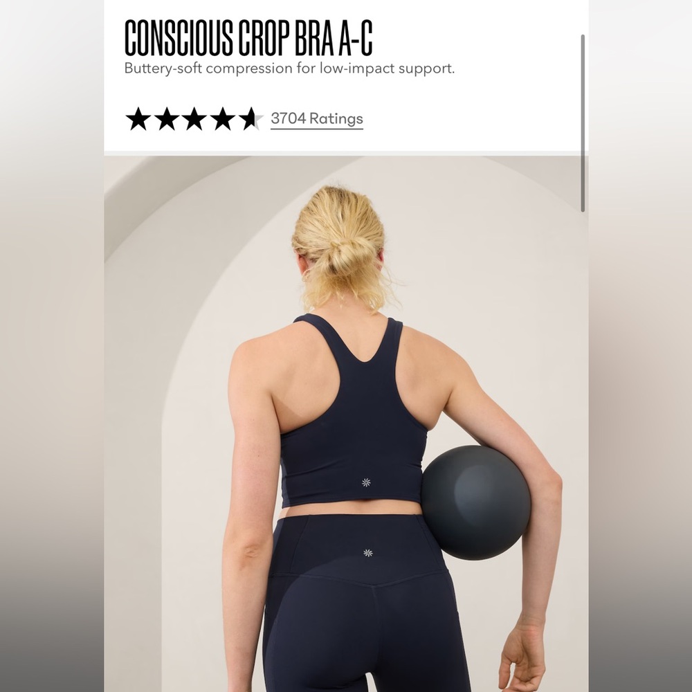 Athleta Conscious Crop Bra, Size XS, Black